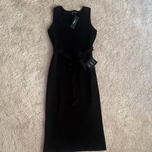 Lulu's Black Midi Dress with Belt